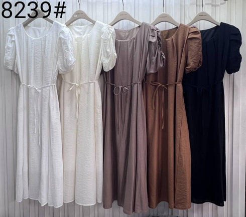 Spring Puffer Sleeves Long Maxi Dresses